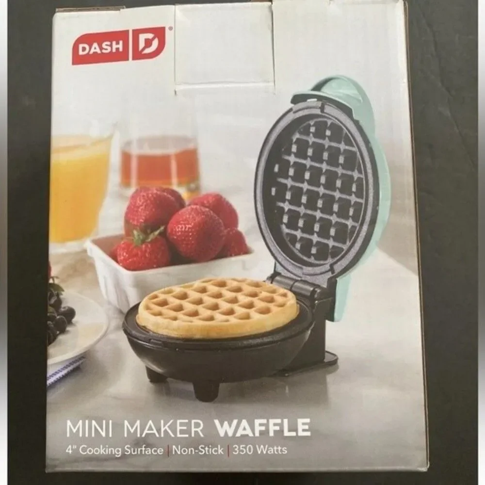 Dash Mini Portable Electric Waffle Maker - Aqua green 4 Inch Cooking Surface